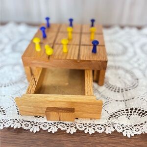 Wooden Tic-Tac-Toe Game with Drawer Storage
